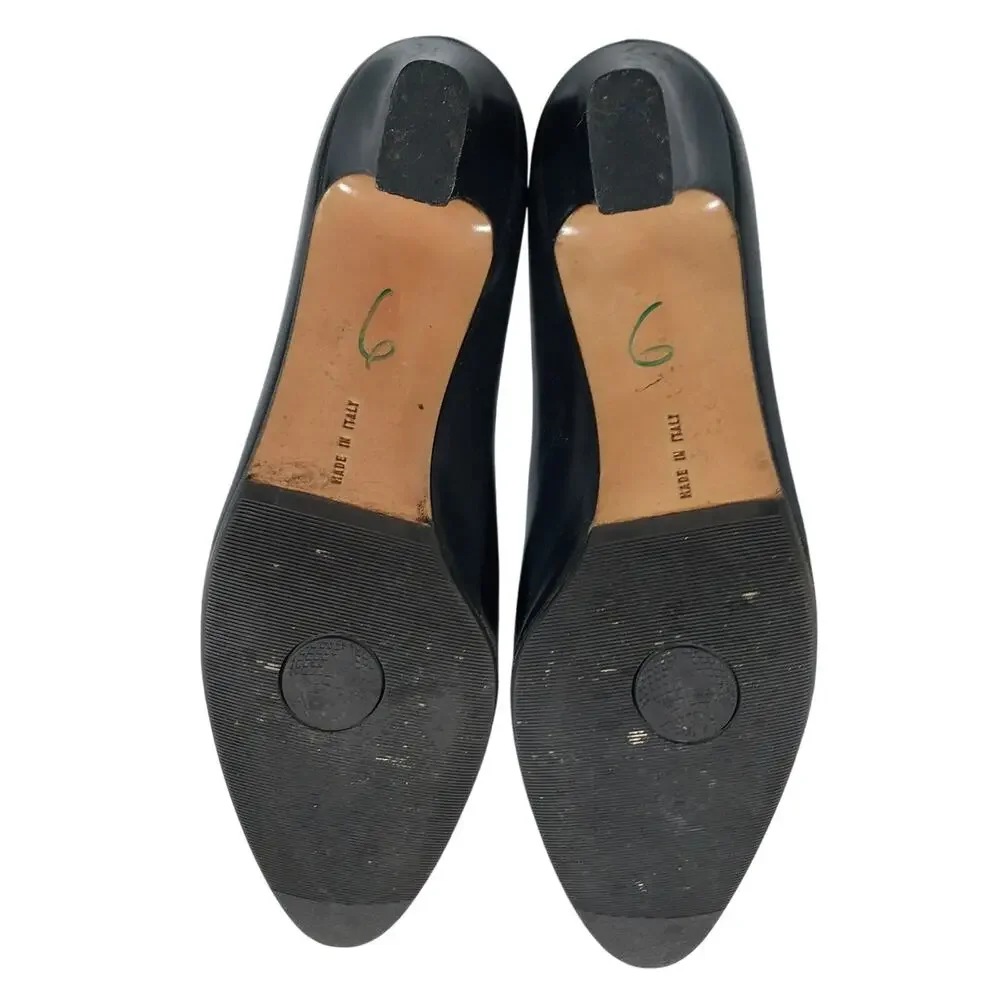 FERRAGAMO! BLACK GENUINE LEATHER SUPER SLEEK, UNDERSTATED & ELEGANT PUMPS! SZ 9B - Picture 9 of 11